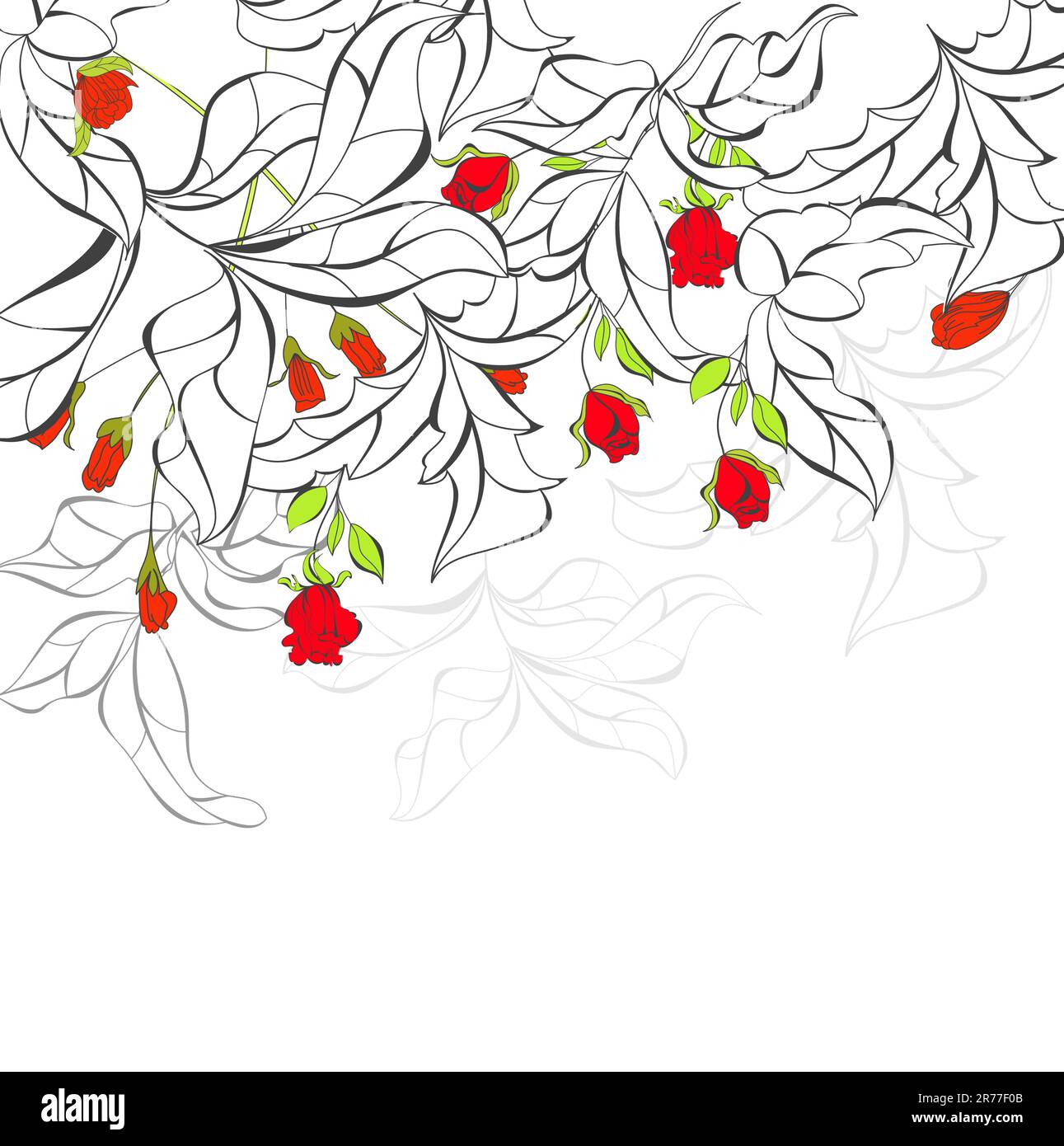 Grußkarte mit roter Rose Stock Vektor