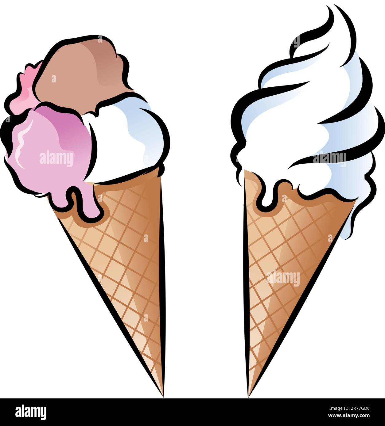 Zwei bunte Eiskegel Stock Vektor
