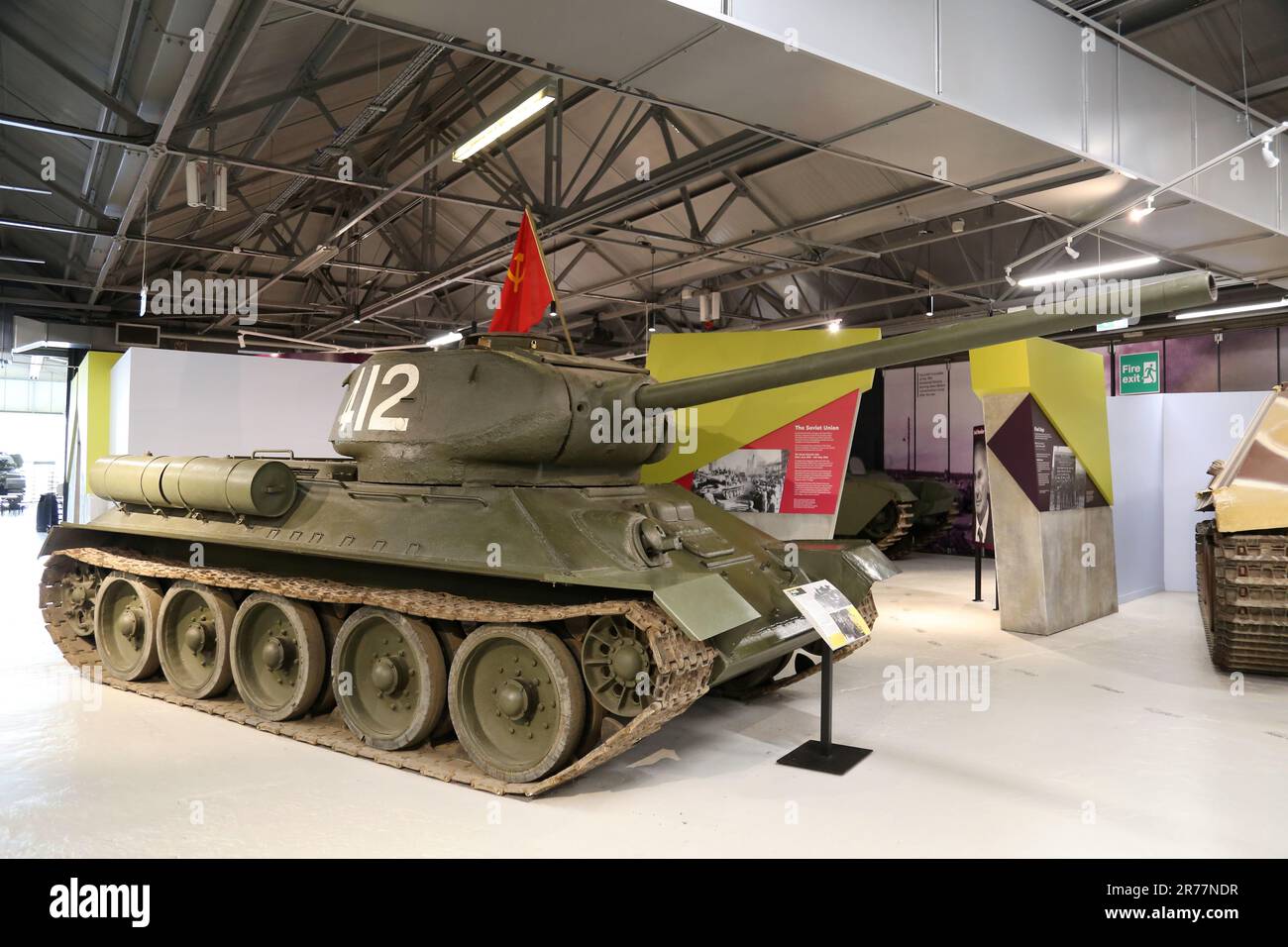 WW2 Russisch T-34/85, Tank Museum, Bovington Camp, Dorchester, Dorset, England, Großbritannien, Großbritannien, Großbritannien, Großbritannien, Europa Stockfoto