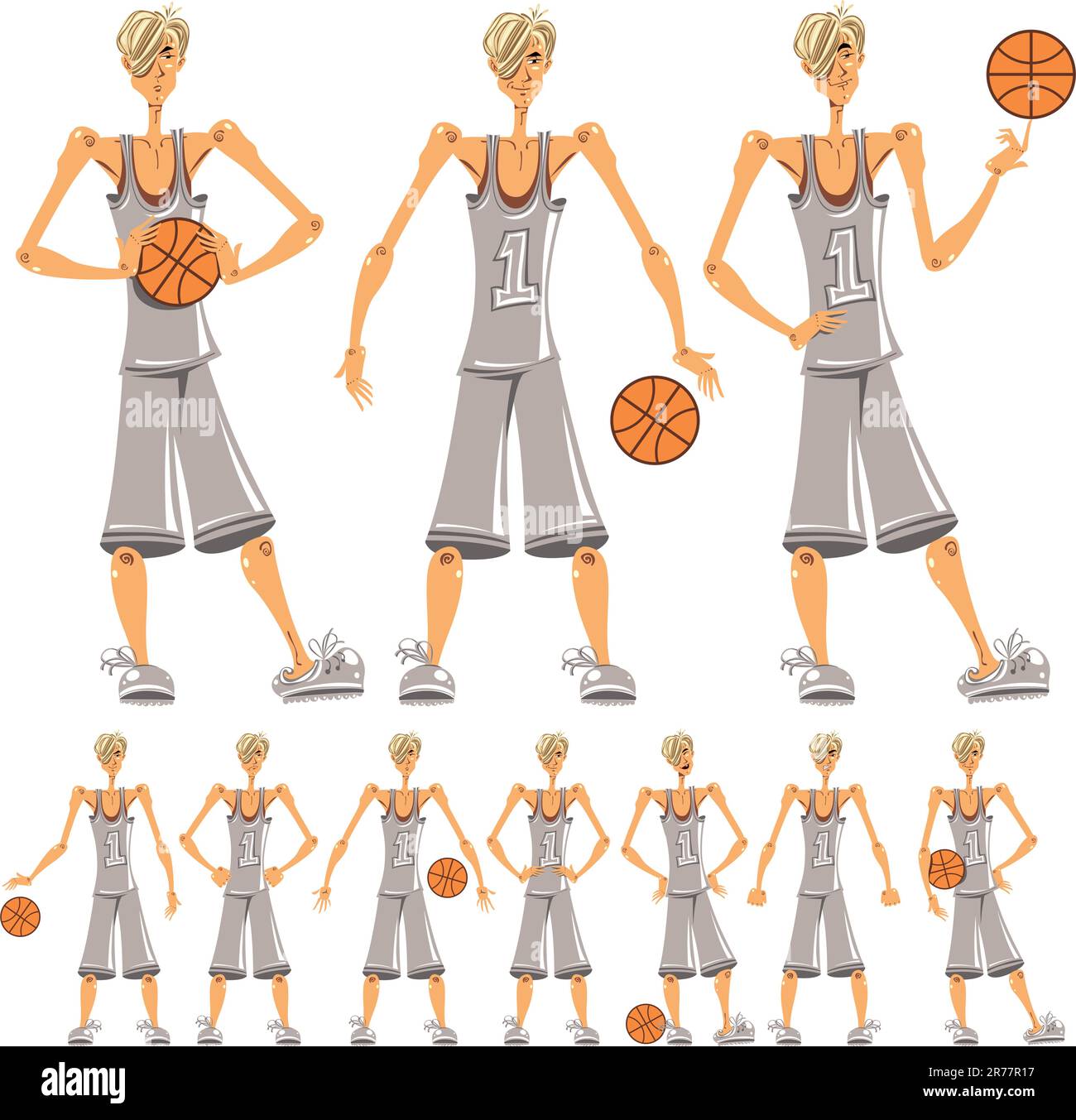 Illustrationen für Basketballspieler. Stock Vektor
