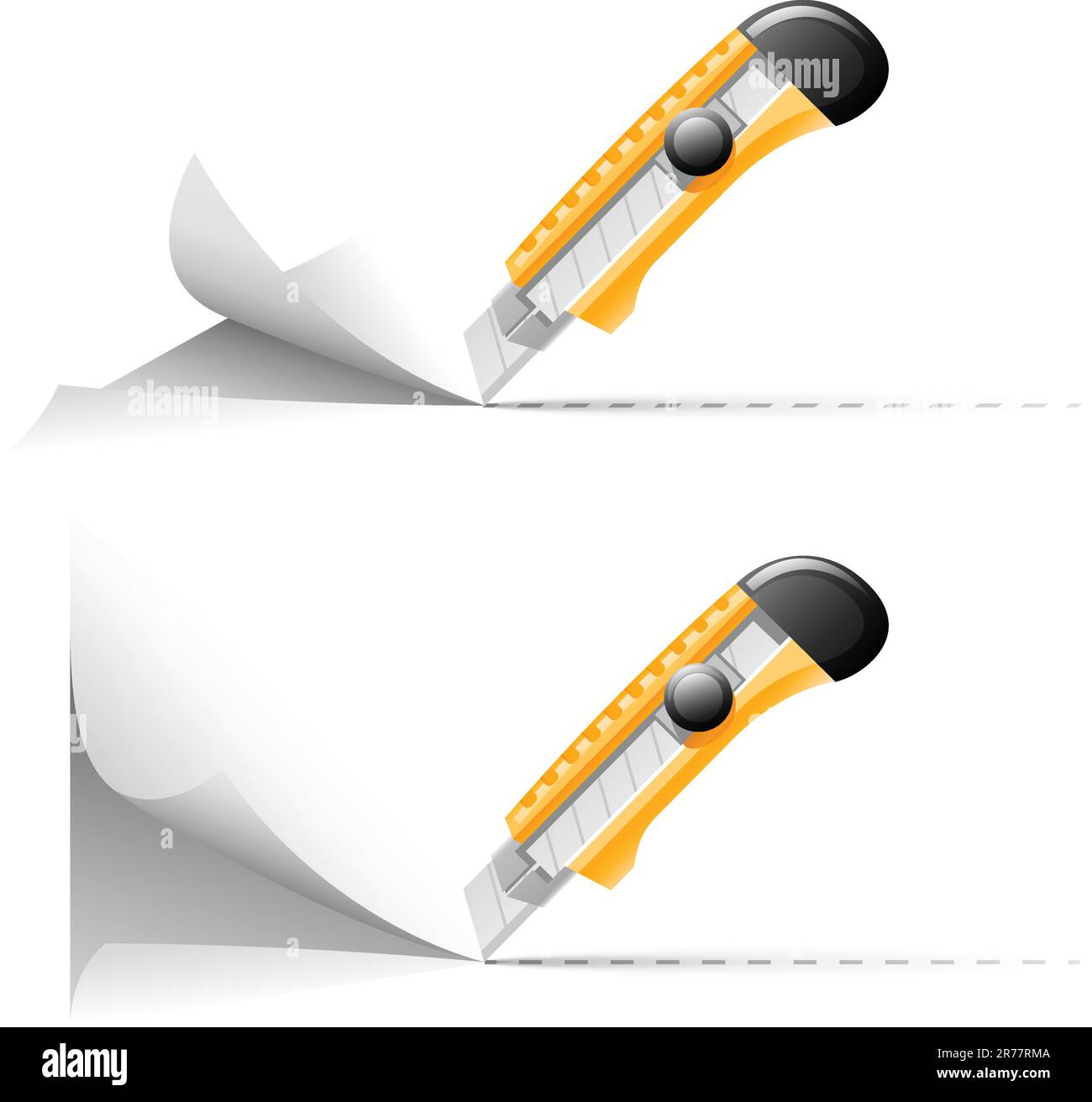 Tapetenmesser geschnittene Papiervektordarstellung isoliert auf weißem Hintergrund Stock Vektor