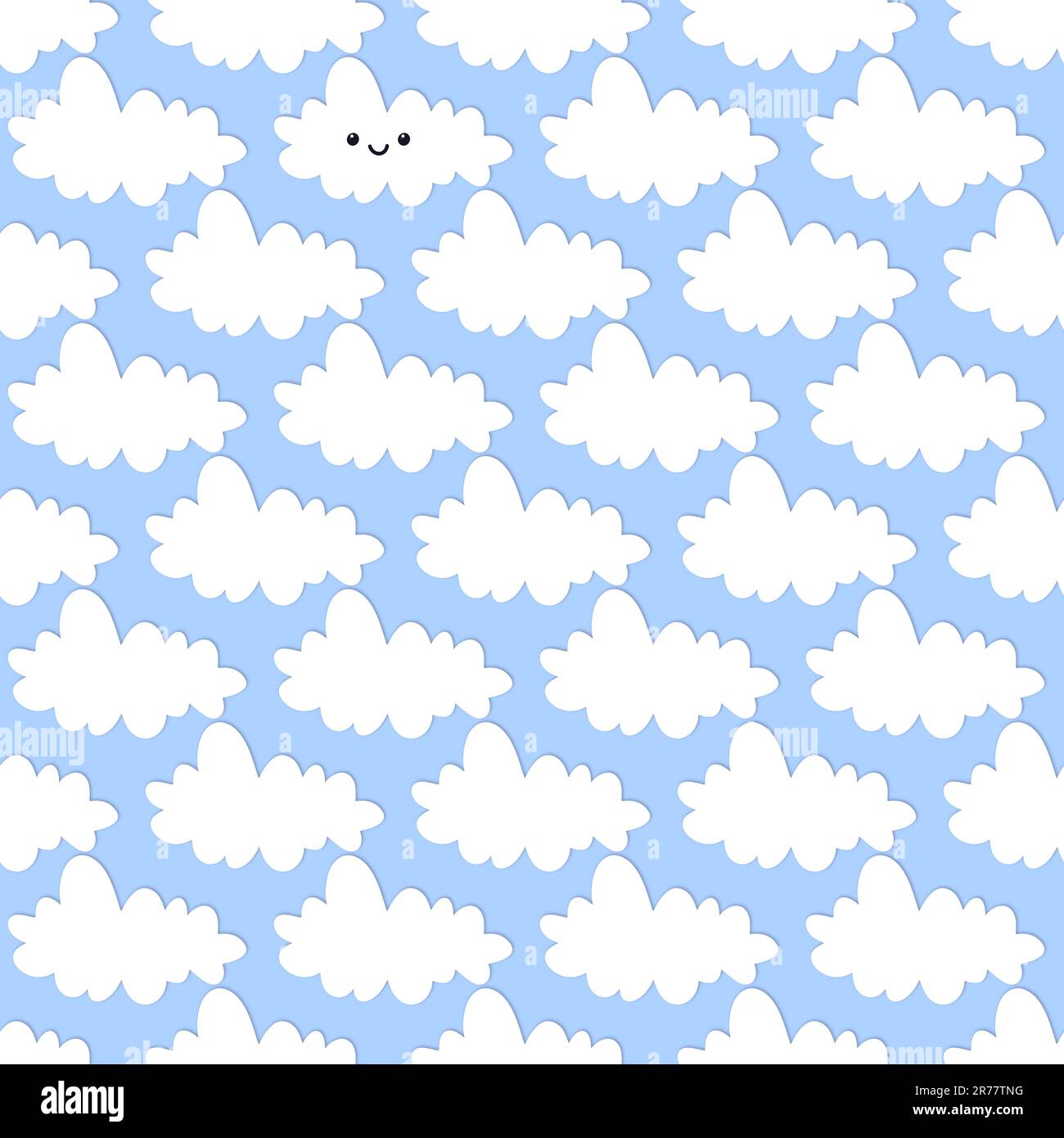 Cartoon Nahtloses Wolkenmuster für Kinderbekleidung und Accessoires sowie Notizbücher und Verpackung Stockfoto