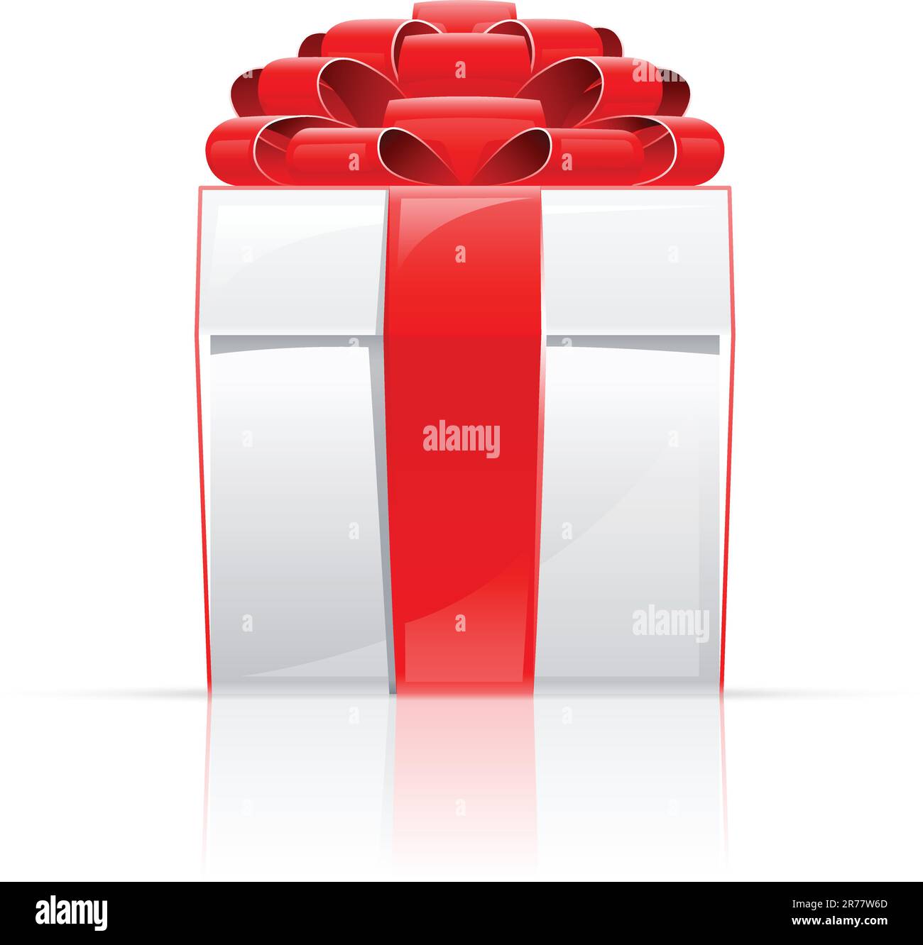 Geschenkbox mit roter Schleife, Vektordarstellung isoliert auf weißem Hintergrund Stock Vektor
