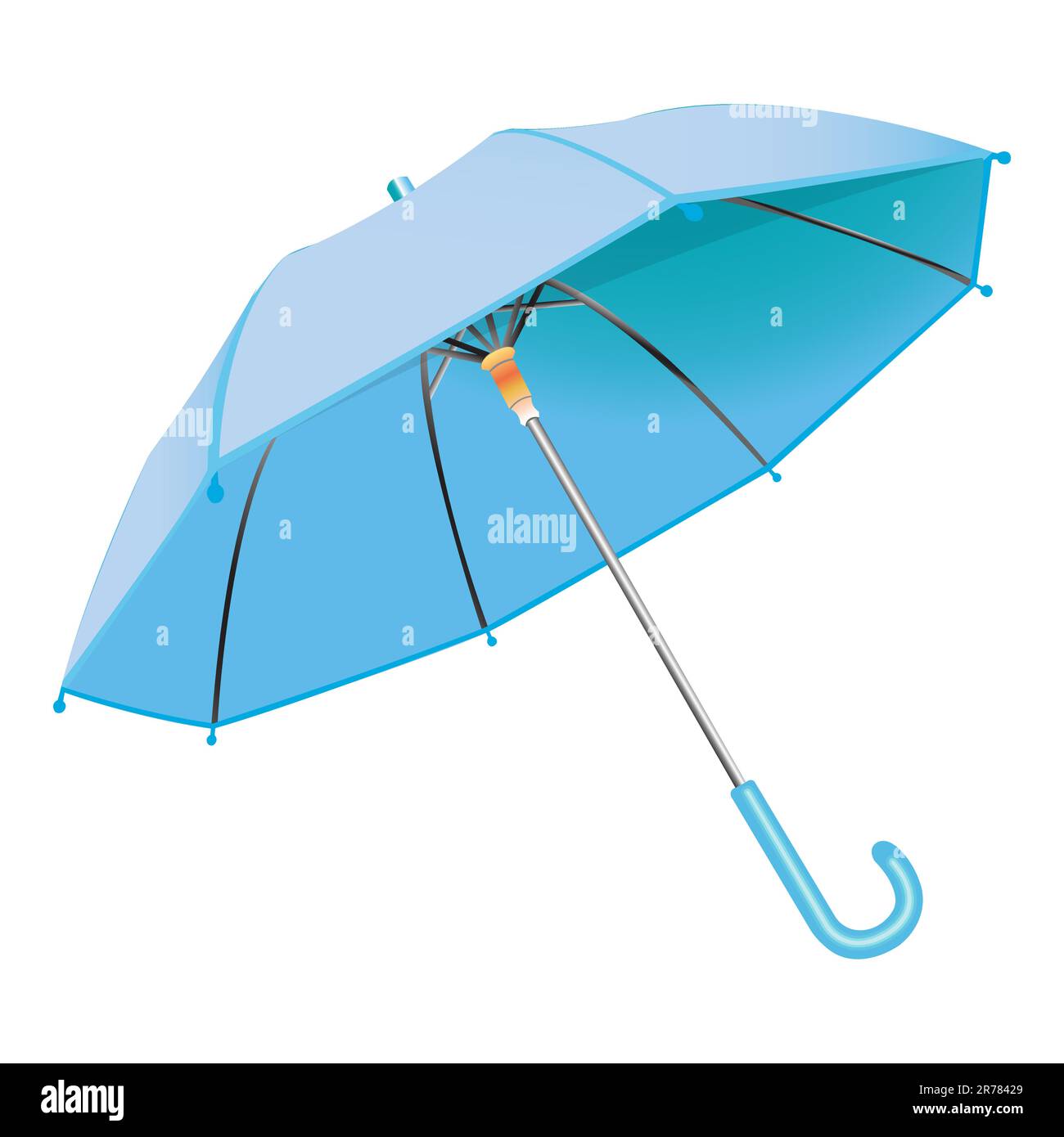 Blauer Regenschirm auf weißem Hintergrund, abstrakte Vektorgrafik Stock Vektor