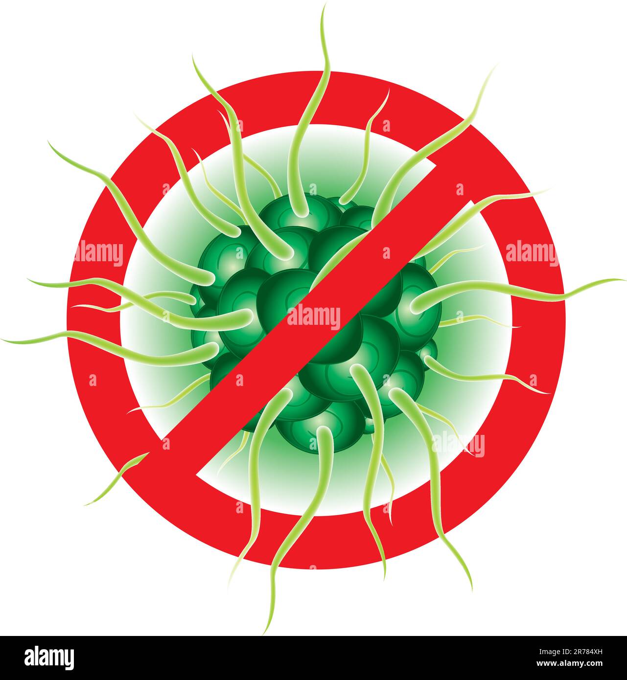 Grippe-Virus zu stoppen. Abbildung isoliert auf weißem Hintergrund Stock Vektor