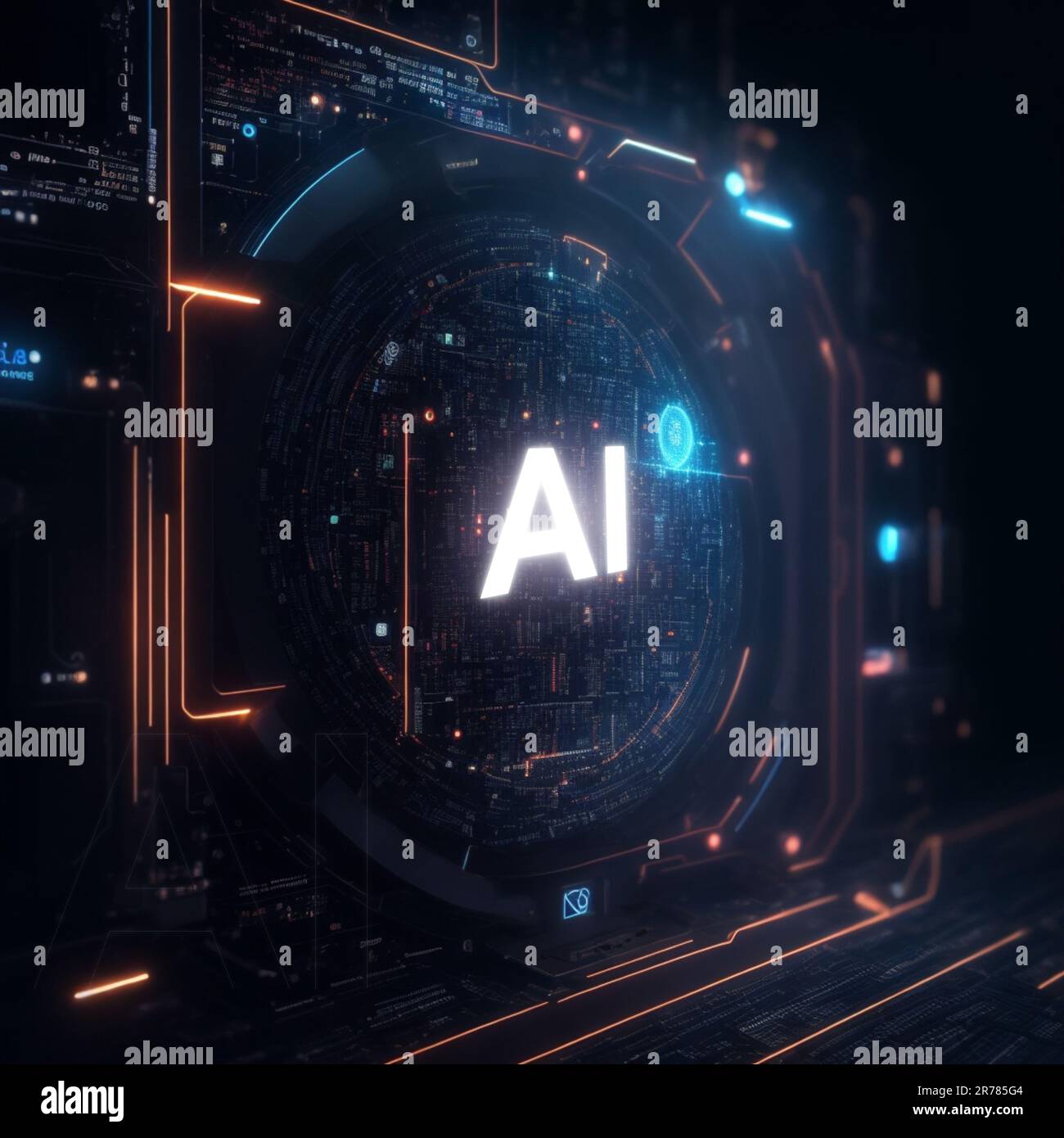 KI künstliche Intelligenz und Datenwissenschaft, Technologie, lernfähiges Gehirn, 3D-Rendering von Menschen digital, Head Connection Network, Innovation Stockfoto