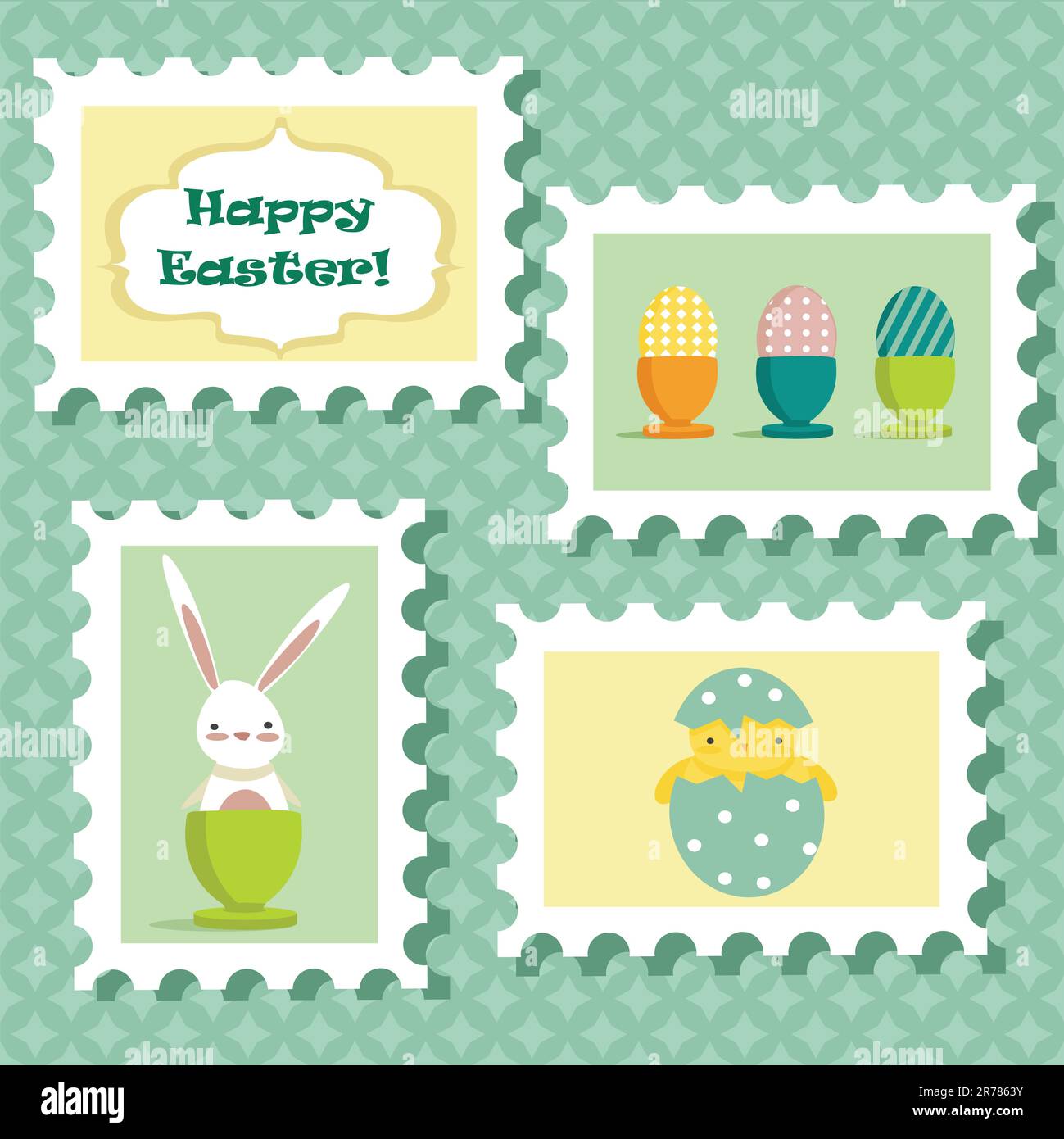 Briefmarken für Ostern, Vektordarstellung Stock Vektor