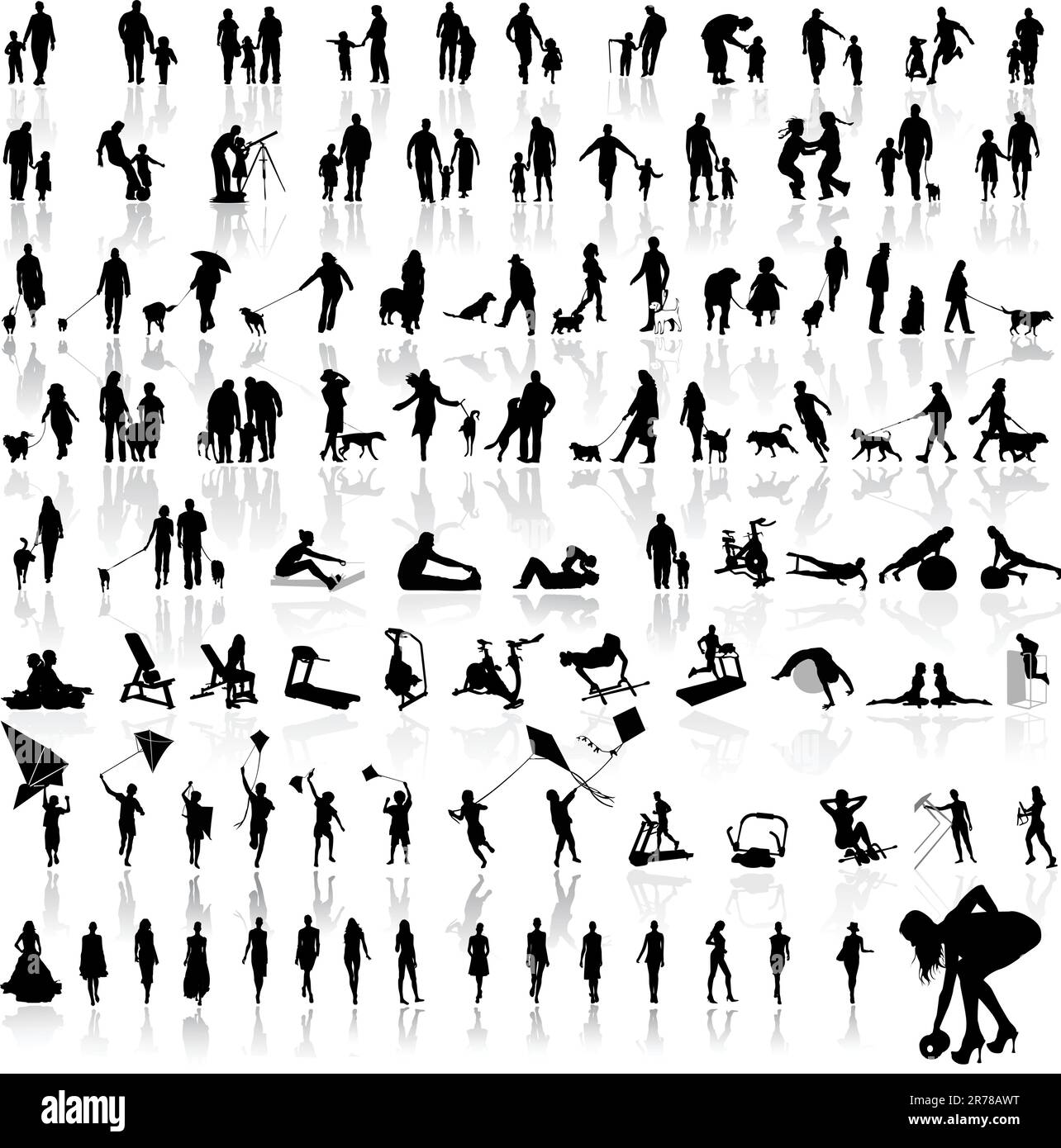 Vektordarstellung von Fitness-Silhouetten Stock Vektor