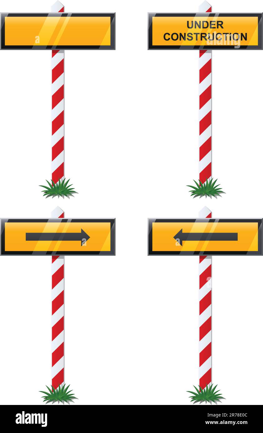 Stellen Sie die Konstruktionszeichen- und Zeigervektordarstellung auf weißen Hintergrund isoliert ein Stock Vektor