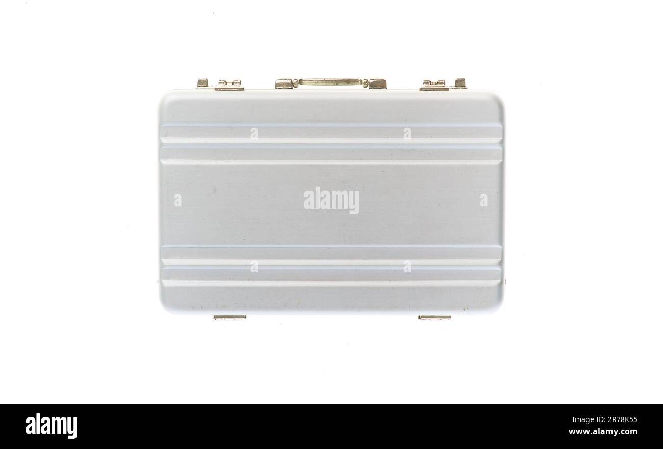 Sicherheit-Aluminium-Gehäuse auf weißem Hintergrund Stockfoto