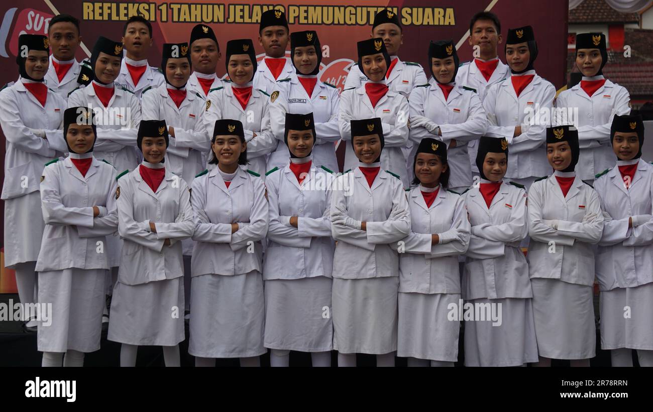 Indonesische Flaggenraiser auf (nationaler Karneval) Stockfoto