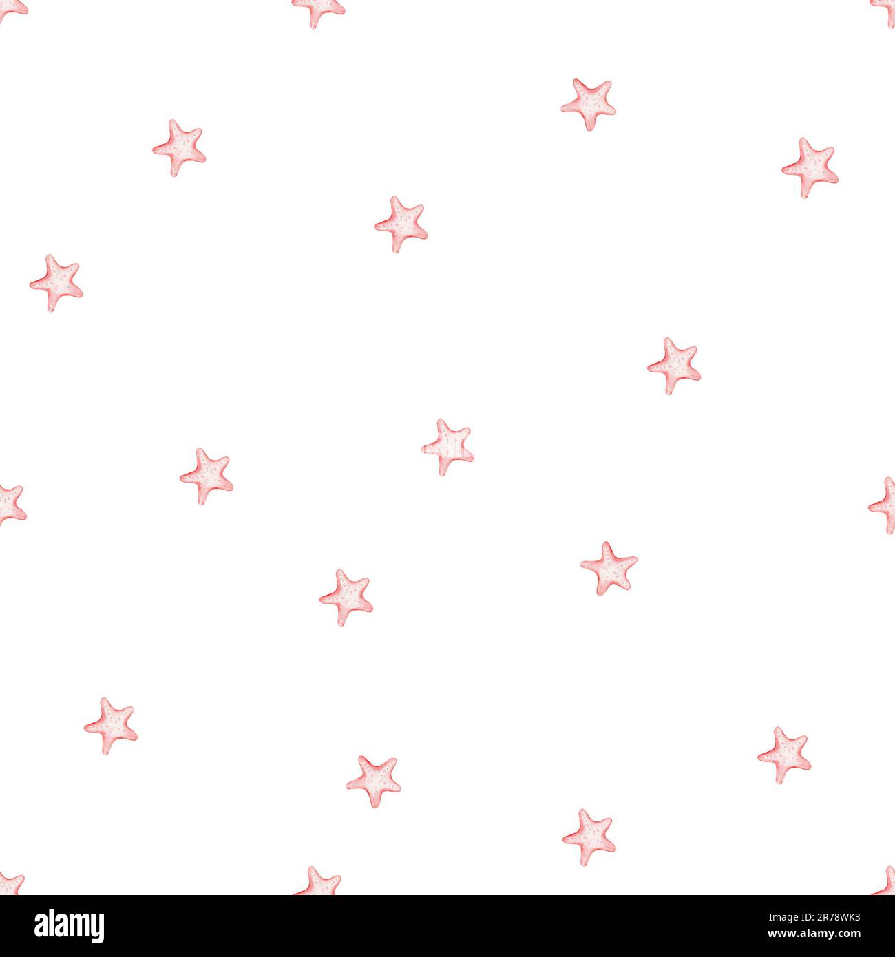 Wasserfarben, nahtlos gemusterte Meeressterne in Rosa. Süßes minimalistisches Muster Stockfoto