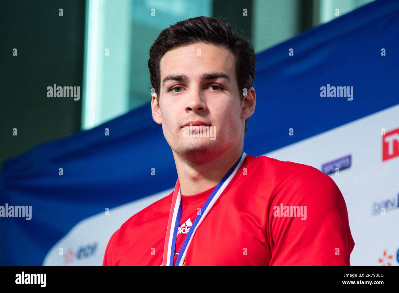 Gewinner Denis Petrashov, der am 13. Juni 2023 an der französischen Nationalmeisterschaft zum Schwimmen 2023 in Rennes teilnimmt. Foto: Aurore Marechal/ABACAPRESS.COM Stockfoto