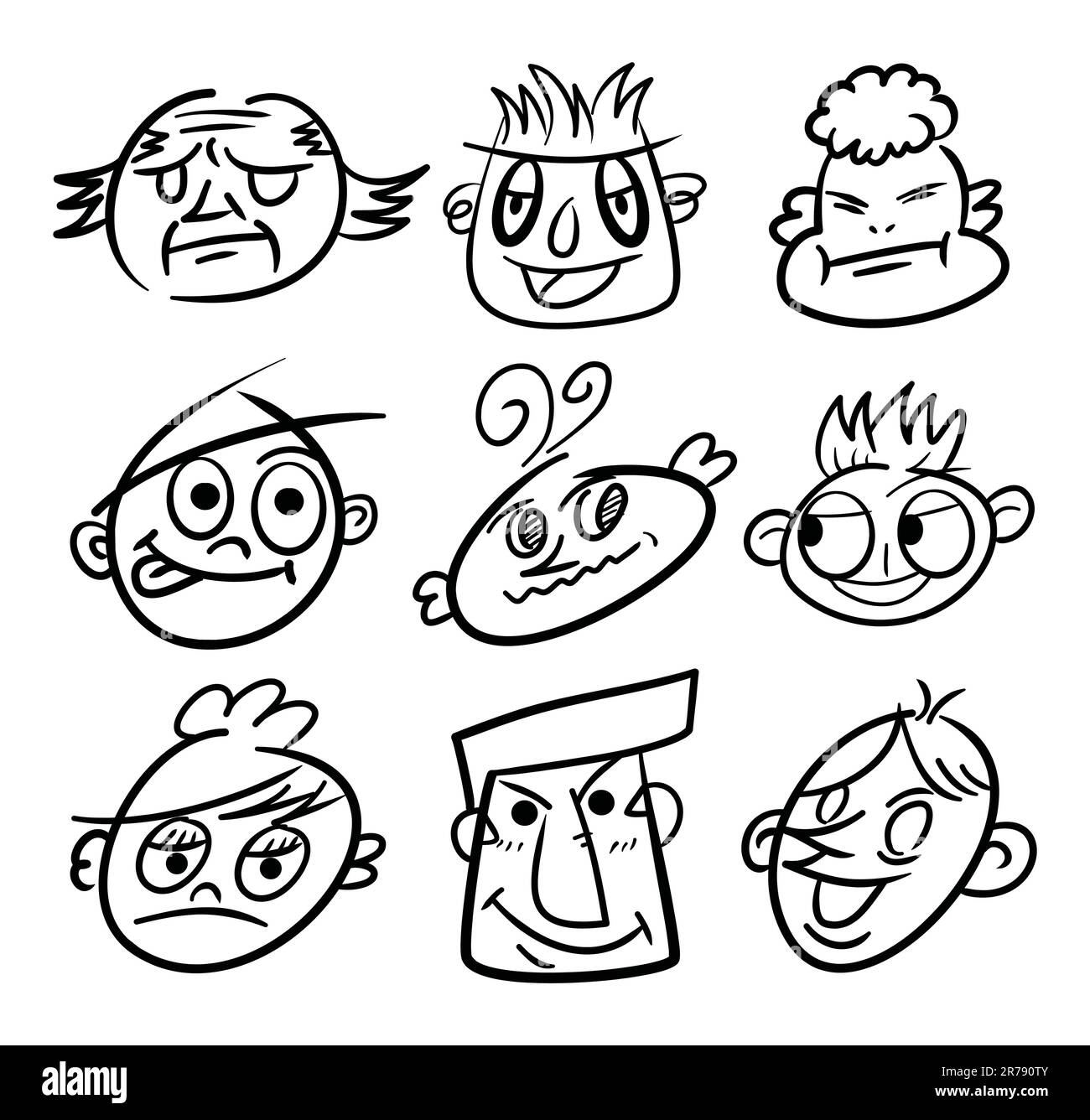 Symbol für den Zeichentrickkopf mit der Hand Stock Vektor