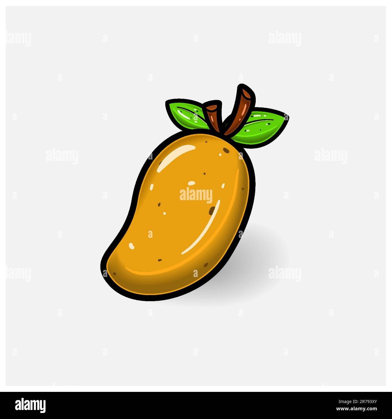Mangofrucht-Cartoon mit einfachem Verlauf und Details. Vektor und Illustration. Stock Vektor