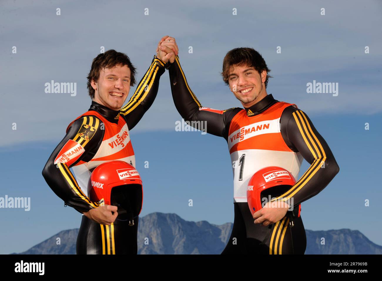 Tobias Wendl und Tobias Arlt Rodeln, Doppelsitzer, Privataufnahmen in Berchtesgaden. Stockfoto