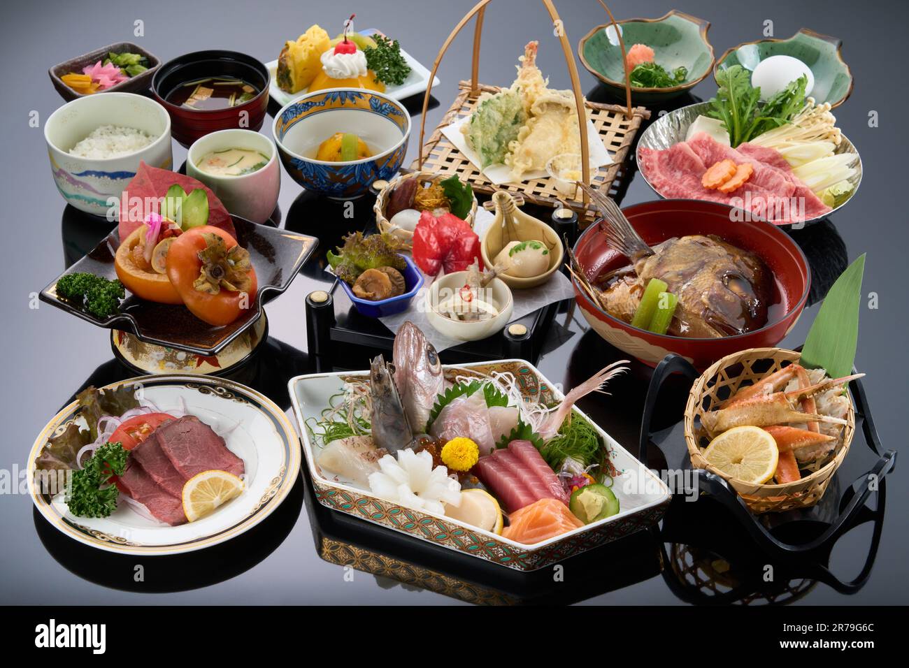 Erstklassige japanische Kaiseki-Küche Stockfoto