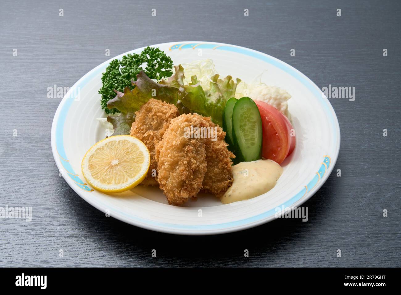 Gebratene Austern, westliche Speisen mit Ursprung in Japan Stockfoto