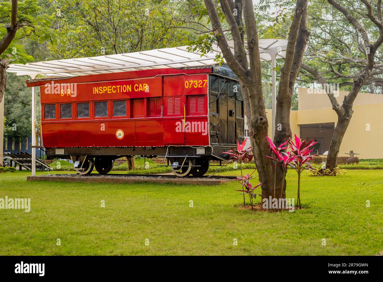 Mysore Railway Museum Karnataka India September 1 2022 Touristen besuchen das Mysore Railway Museum in Karnataka India Stockfoto