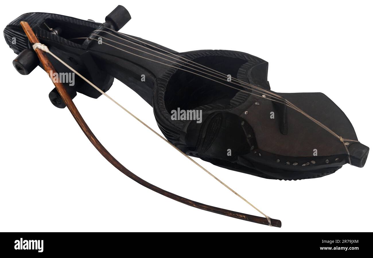 Nepali sarangi, ein Musikinstrument des indischen Subkontinents, isoliert Stockfoto