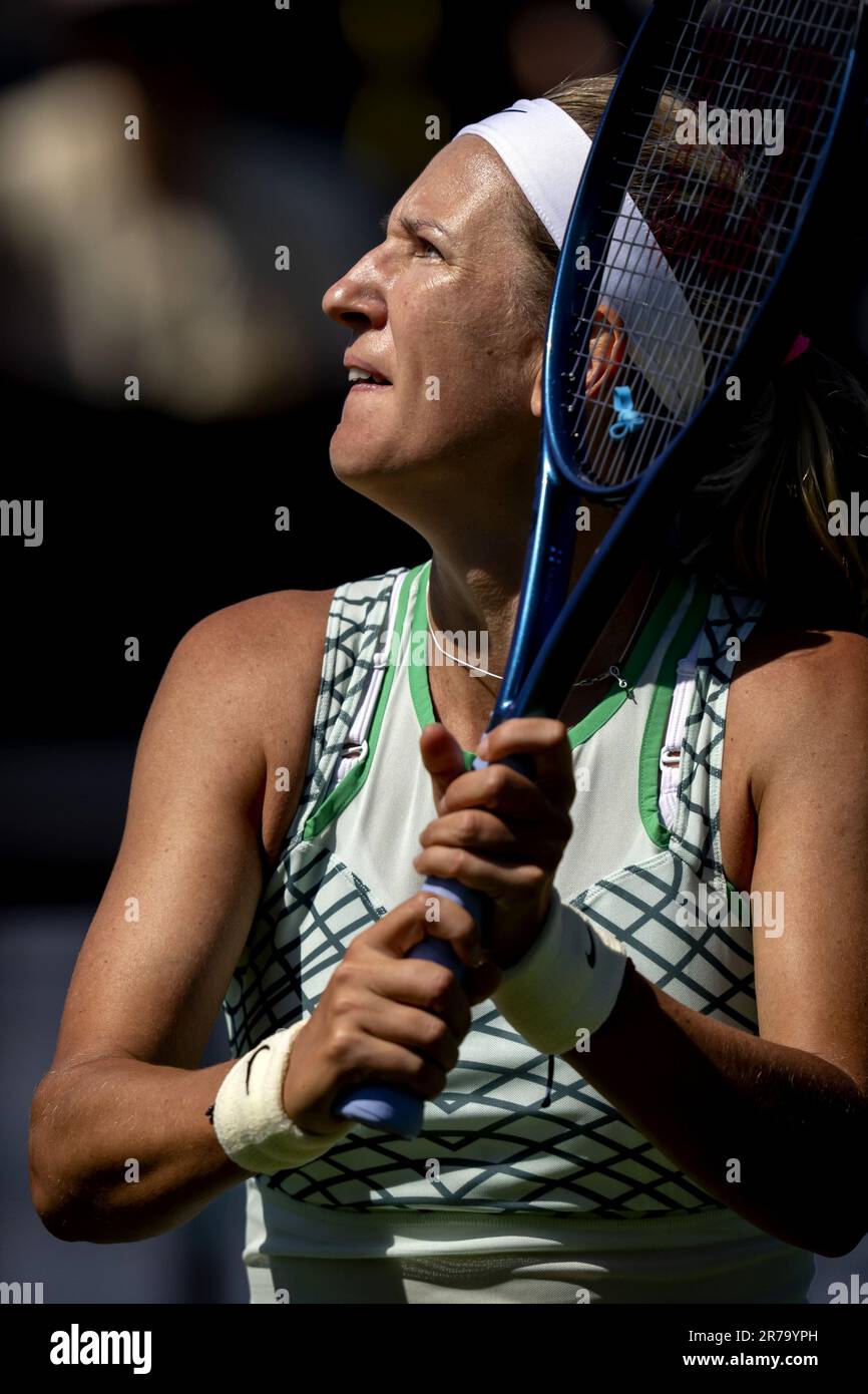 ROSMALEN - Victoria Azarenka (BLR) in Aktion gegen Ashlyn Krueger (USA) am dritten Tag des Libema Open Tennis Turniers in Rosmalen. AP-SCHLEIFGERÄT KING Stockfoto