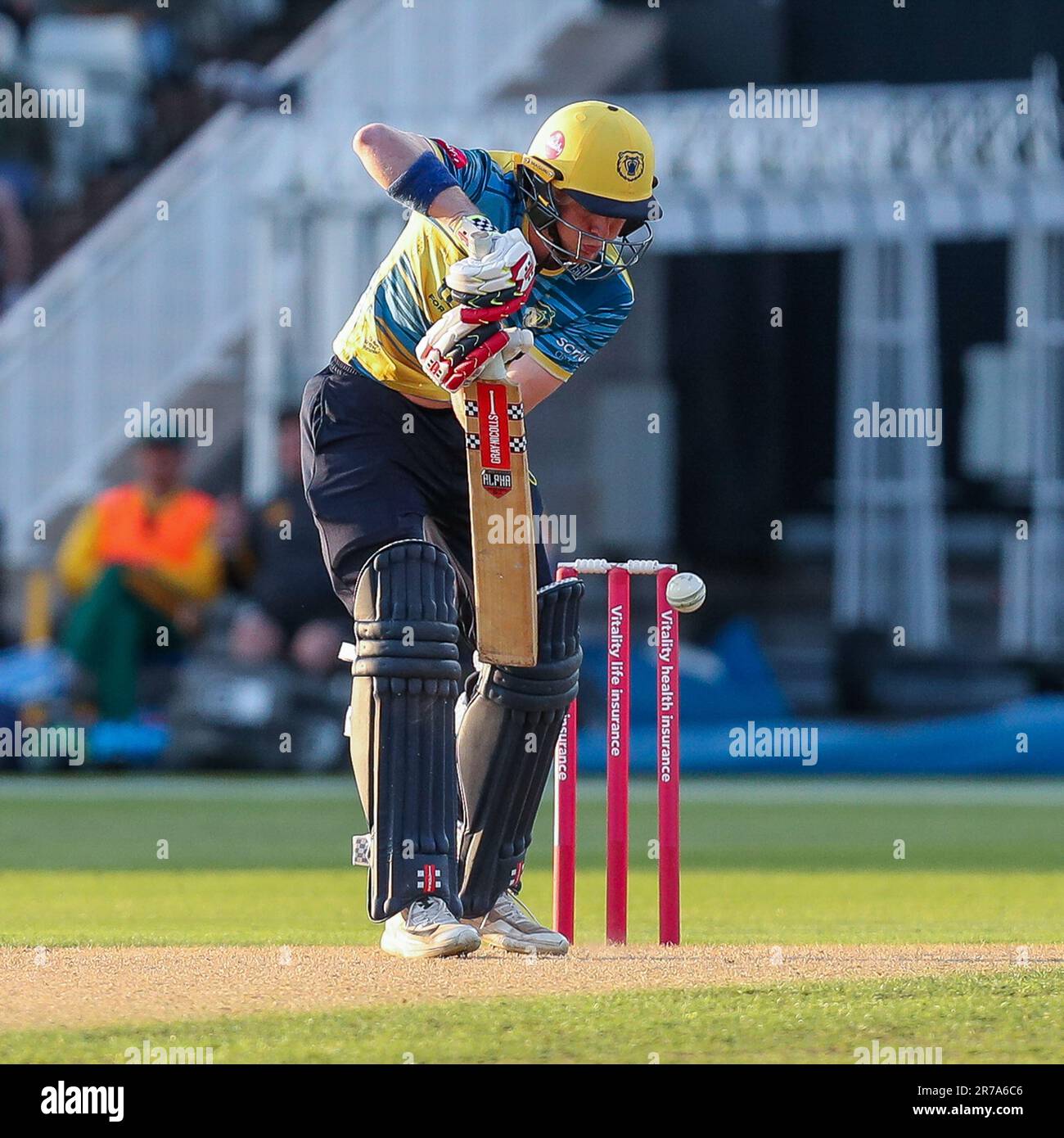 Dan Mousley schlägt für Bears in Birmingham, Großbritannien, am 3. Juni 2023 während des Vitality T20 Blast-Spiels zwischen Birmingham Bears und Notts Outlaws Stockfoto