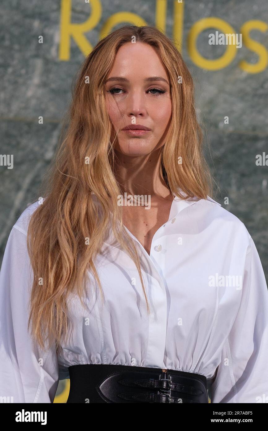 Jennifer Lawrence nimmt am 14. Juni 2023 im Hotel Four Seasons in Madrid, Spanien, an der Fotokonferenz „Sin Malos Rollos“ Teil. Stockfoto