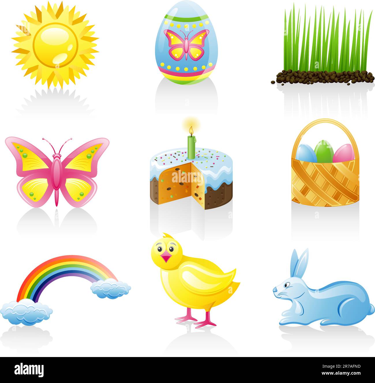 Ostern-Symbolset. Isoliert auf weißem Hintergrund. Stock Vektor