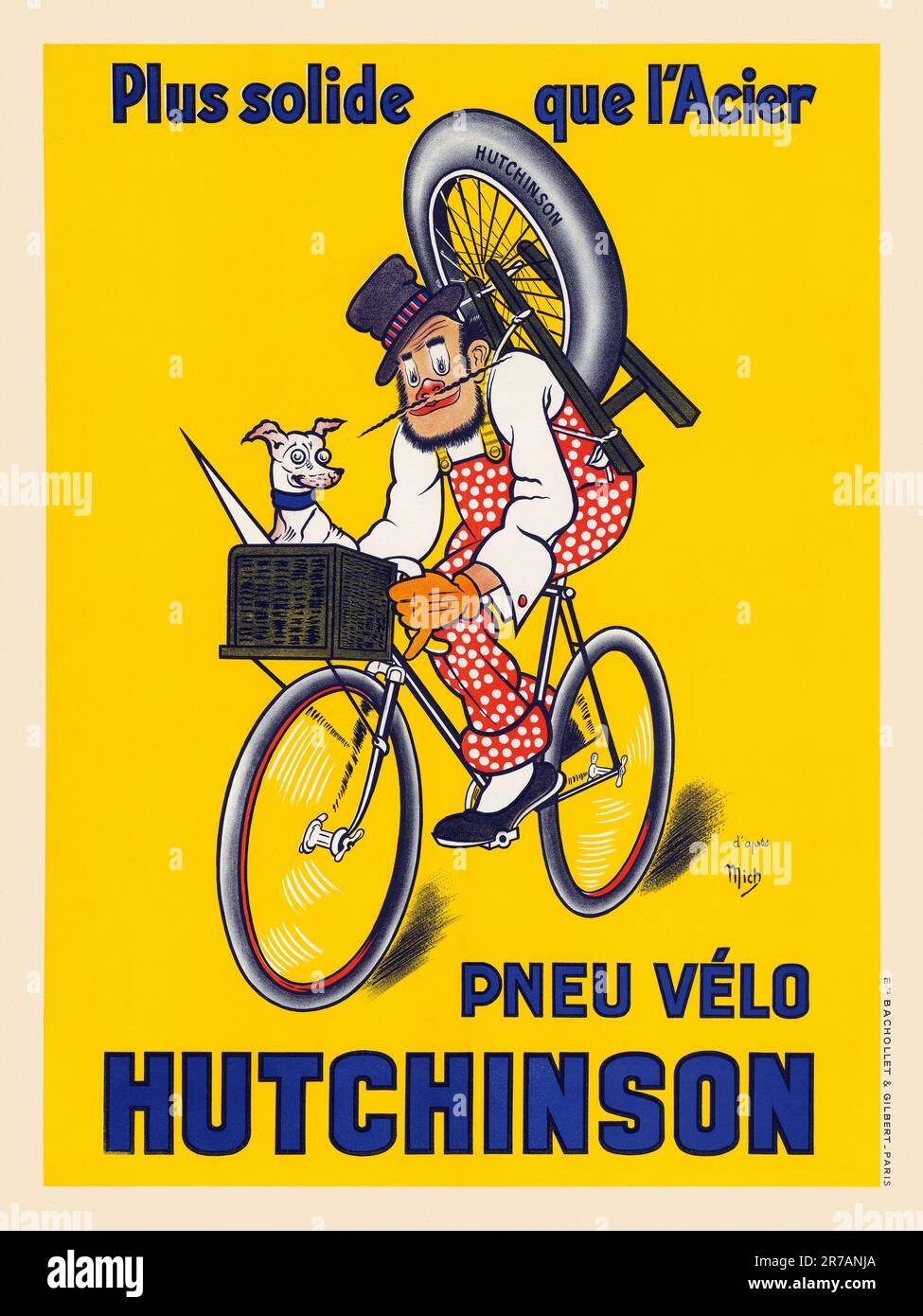 Plus solide que l'acier. Pneu vélo Hutchinson von Jean Marie Michel Liebeaux (Mich 1881-1923). Poster veröffentlicht ca. 1910 in Frankreich. Stockfoto