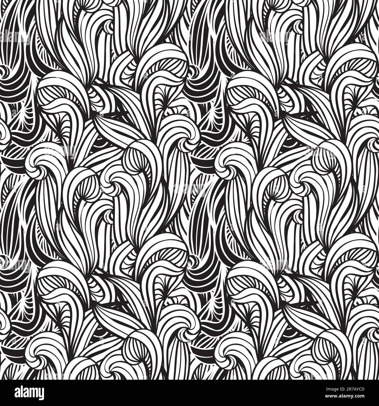 vektor einfarbiger, nahtloser Blumenhintergrund mit unechten Pflanzen, Schnittmasken Stock Vektor