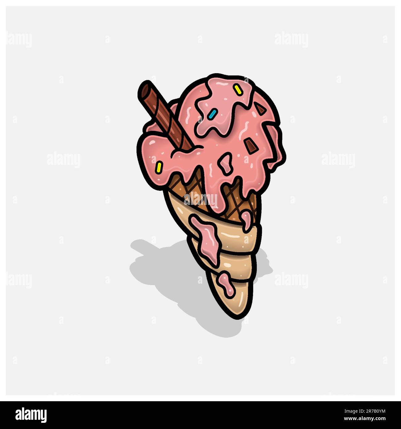 Cartoon Erdbeereis. Mit Einfachen Verläufen. Vektoren Und Illustrationen Stock Vektor