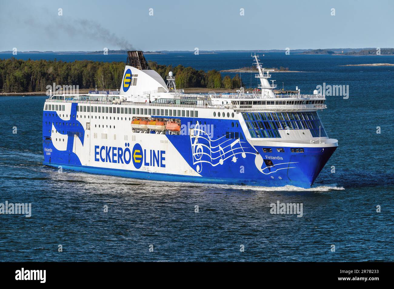 Finlandia ist eine Fähre, die von der finnischen Firma Eckero Line auf der Strecke zwischen Helsinki und Tallinn betrieben wird. Stockfoto