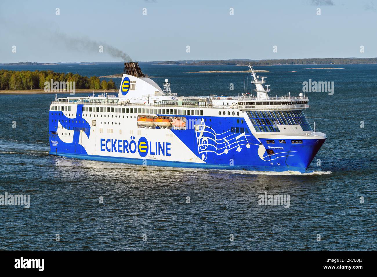 Finlandia ist eine Fähre, die von der finnischen Firma Eckero Line auf der Strecke zwischen Helsinki und Tallinn betrieben wird. Stockfoto