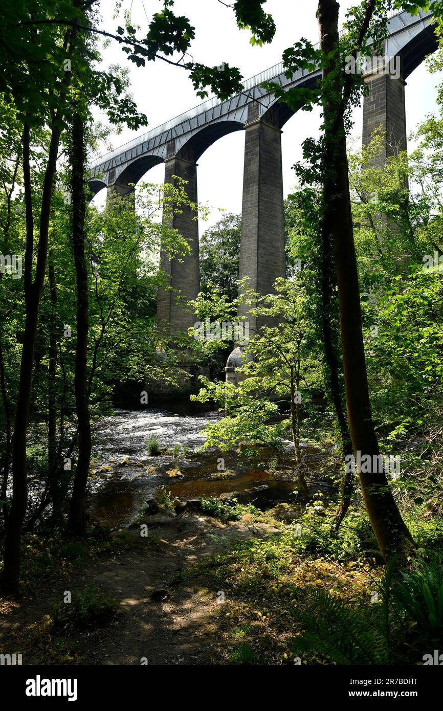 Der Fluss Dee und Pontcysyllte Aquädukt, erbaut von Thomas Telford in Froncysyllte bei Wrexham Stockfoto