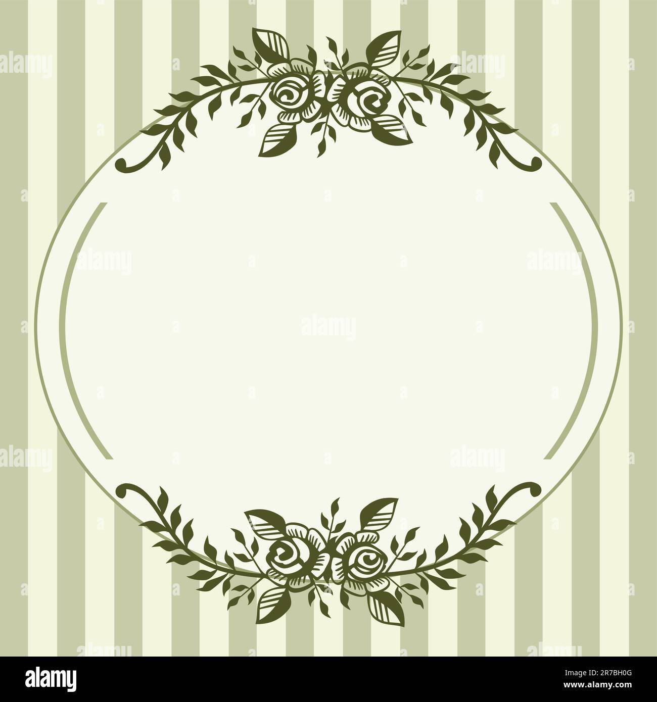 Zierrosen grüner Rahmen mit Platz für Text, Logo oder Design Stock Vektor