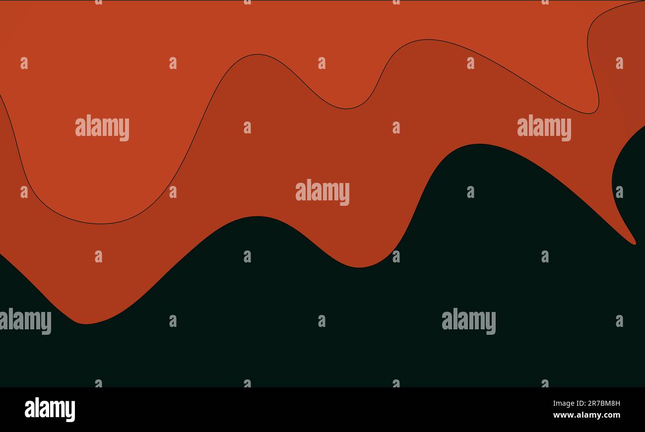 Abstrakte Kombination aus Orange und Schwarz. Abstrakter Hintergrund aus Wellenlinien in orangefarbenen schwarzen Farben. Stockfoto