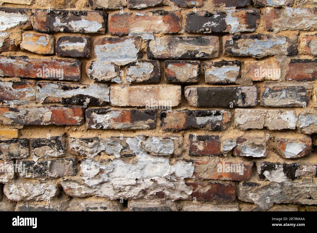 Hintergrund einer alten Backsteinwand-Nahaufnahme Stockfoto