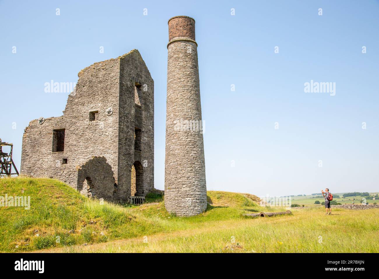 Die Magpie Mine, die Überreste einer ehemaligen Bleimine in den Derbyshire Dales, Peak District Dorf Sheldon Stockfoto