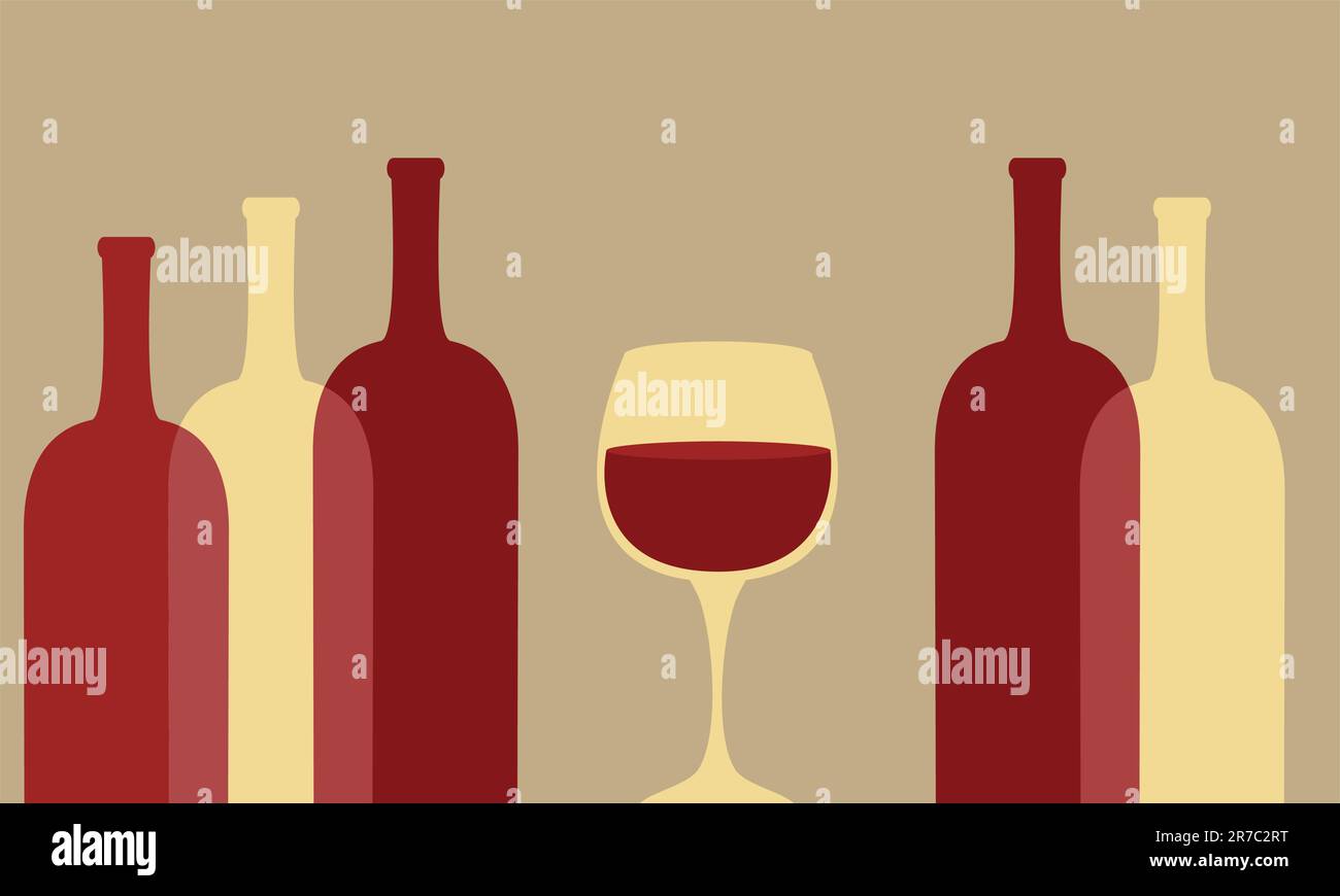 Weinglas mit leeren und vollen Flaschen Stock Vektor
