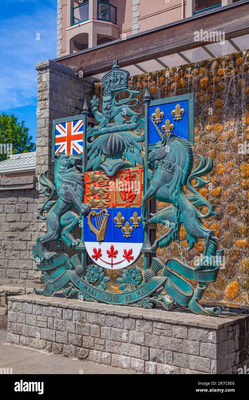 Central Coat of Arms im Confederation Park in Victoria, British Columbia, Kanada Stockfoto