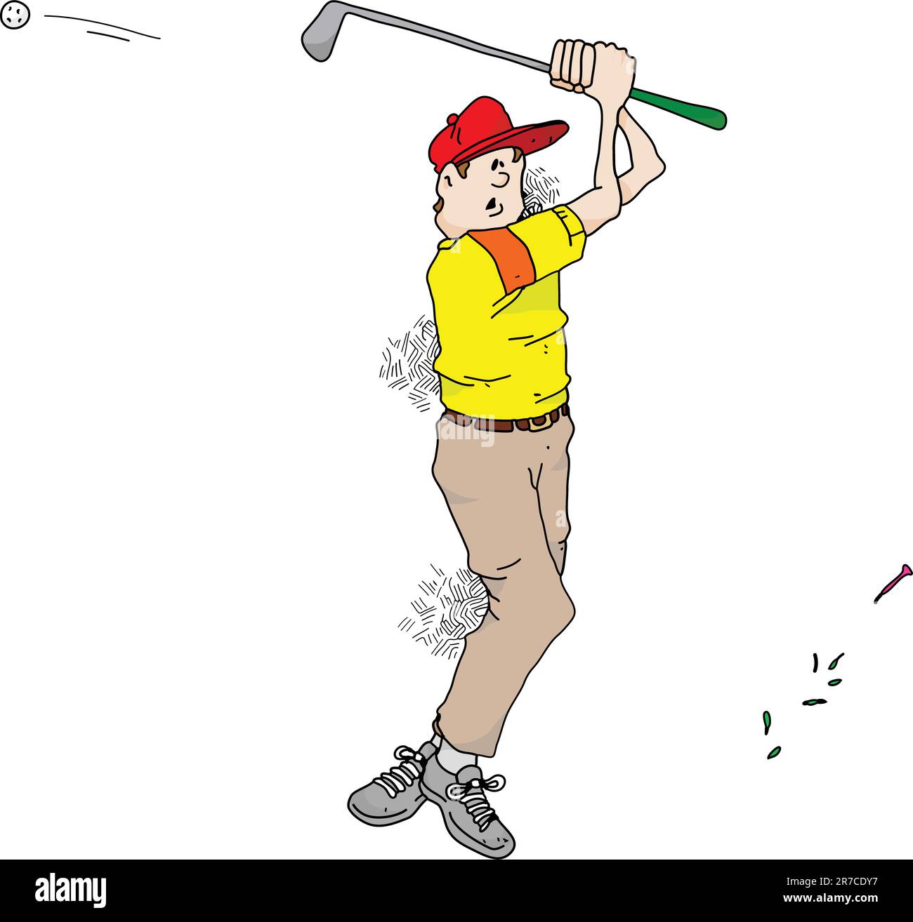 Cartoon-Bild eines sehr schlechten Golfers. Stock Vektor