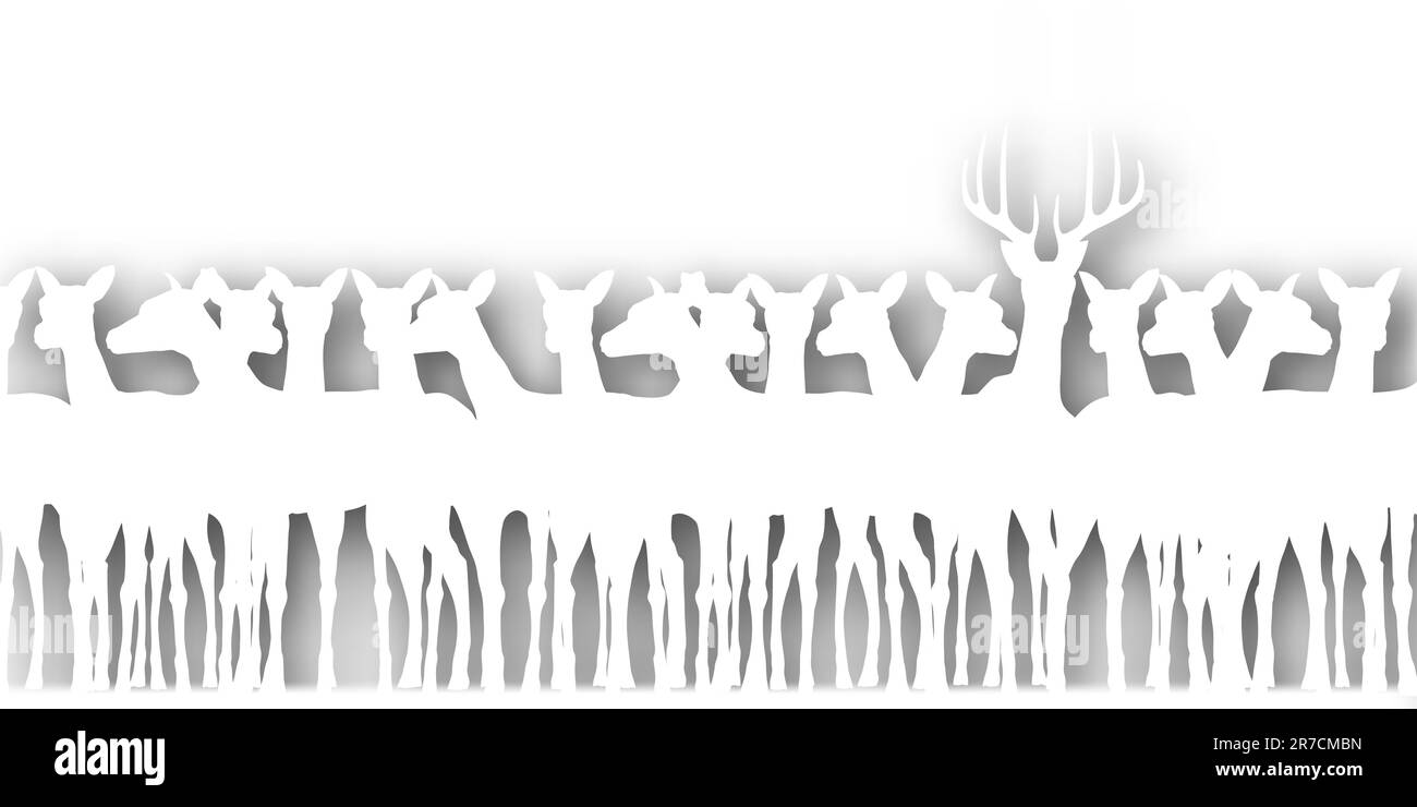 Bearbeitbares Vektor Ausschnitt Silhouette einer Herde von Hirschen mit Hintergrund Schatten unter Verwendung einer Verlaufs-map Stock Vektor