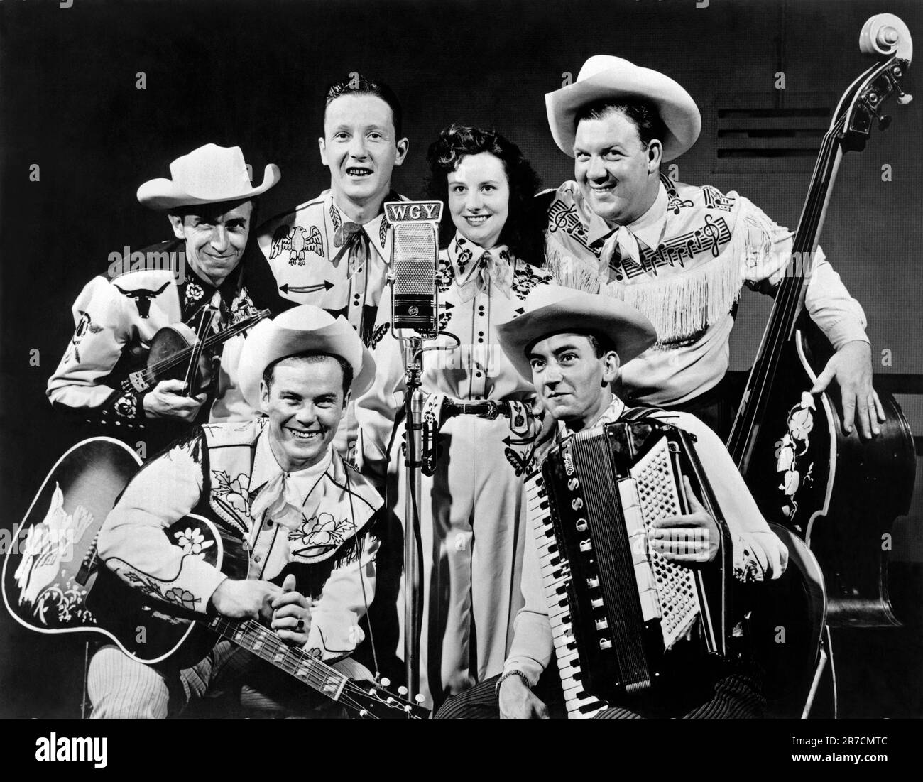 Schenectady, New York, C 1948, Eine Country-Western-Band, die Live-Musik im WGY-Radio spielte. Stockfoto
