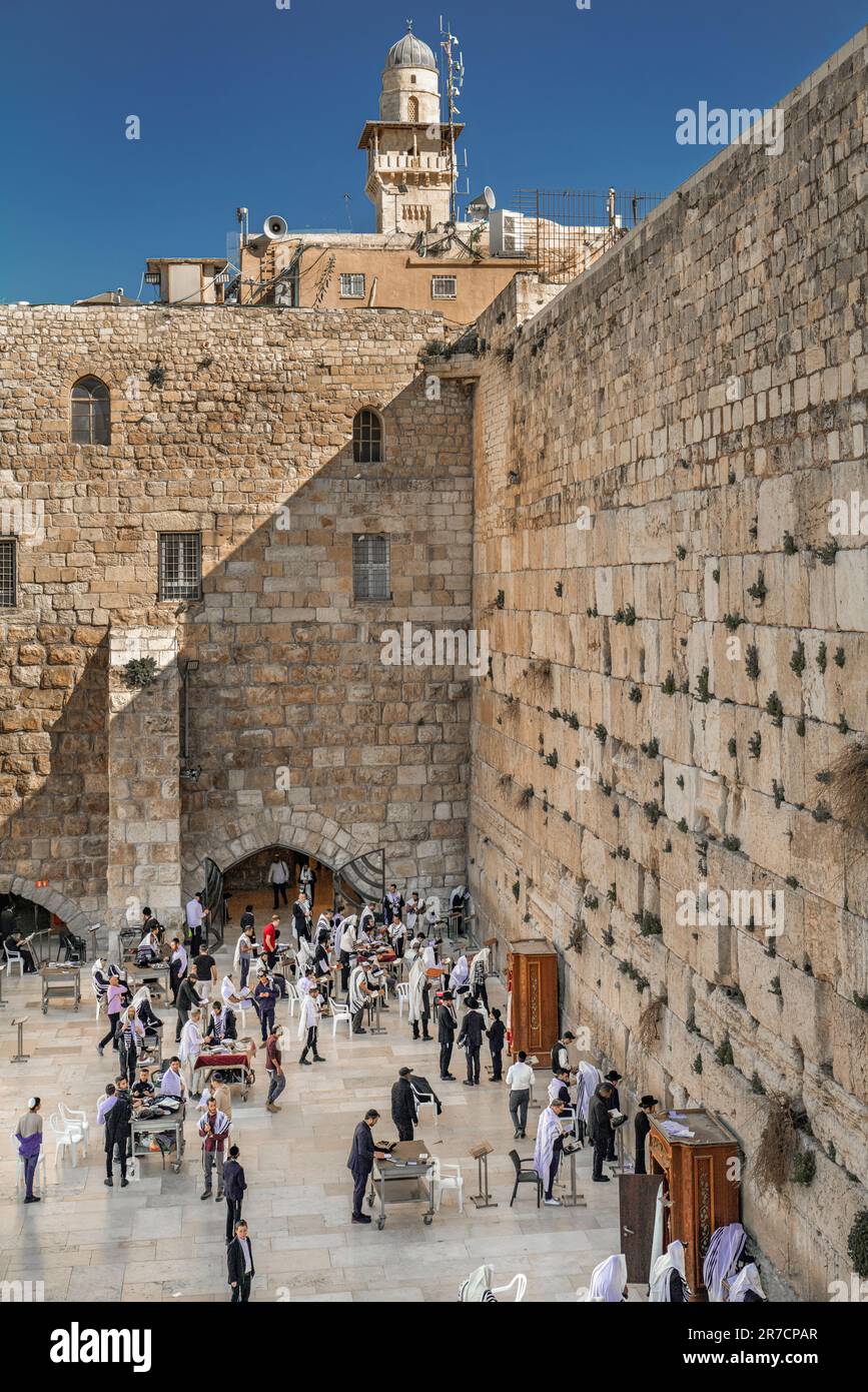 WESTLICHE MAUER (516 BCE) ALTSTADT JERUSALEM ISRAEL Stockfoto