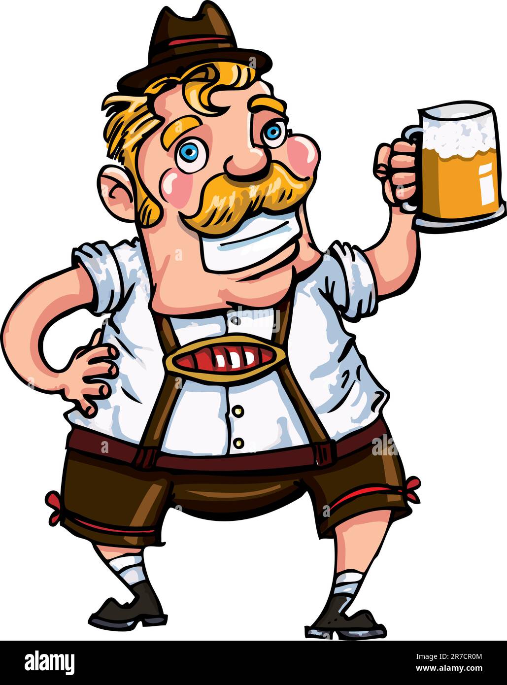 Cartoon-Mann mit Lederhosen. Isoliert auf weiß Stock Vektor