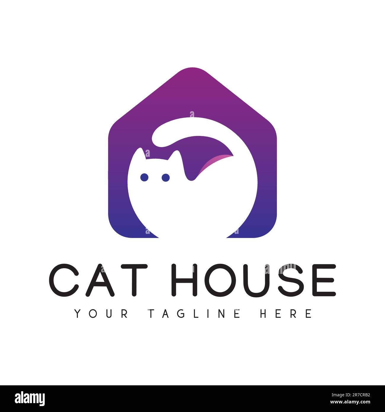 Niedliches Cat House Logo Design Haustier-Logo Stock Vektor