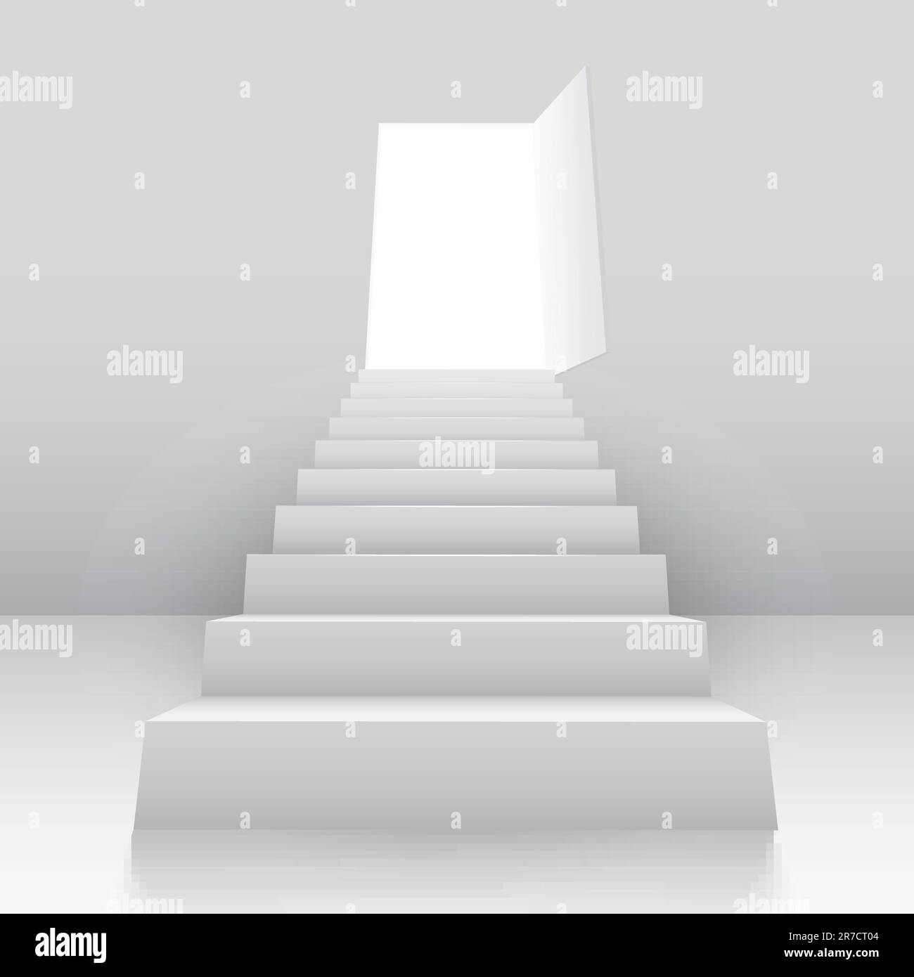 Weiße Treppe zum Öffnen der Tür. Vektordarstellung Stock Vektor
