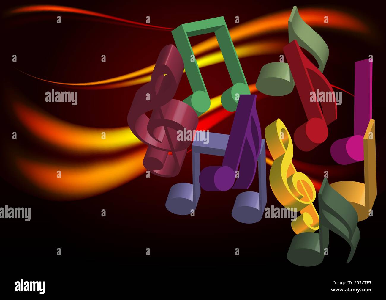 Abstrakte Partei Hintergrund - Multicolor Notizen und Flammen auf schwarzem Hintergrund Stock Vektor