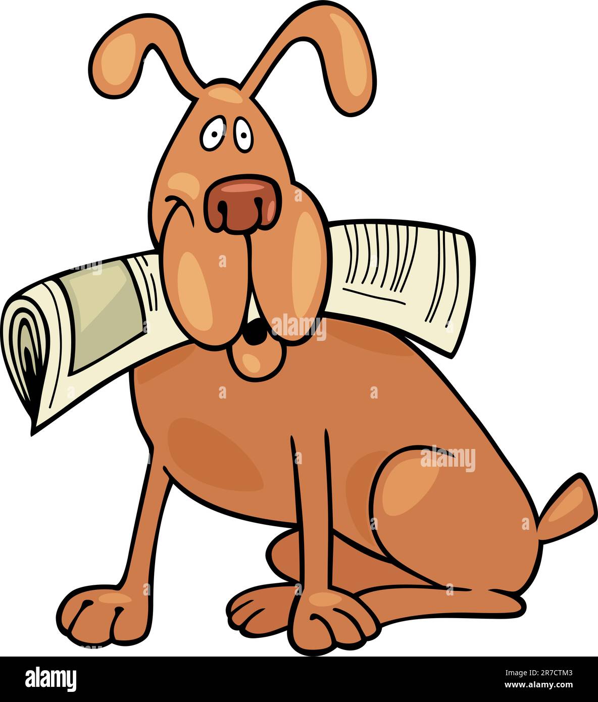 Cartoon-Illustration von Hund mit Zeitung Stock Vektor