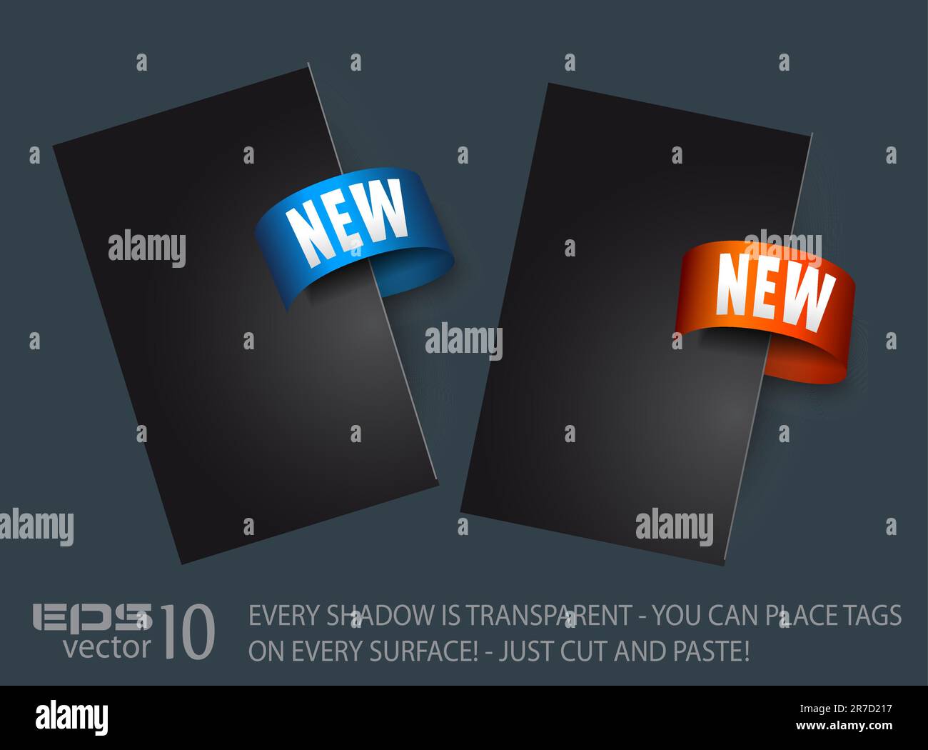 Neues Aufkleber-Tag mit transparenten Schatten. Überall aufstellen. Stock Vektor